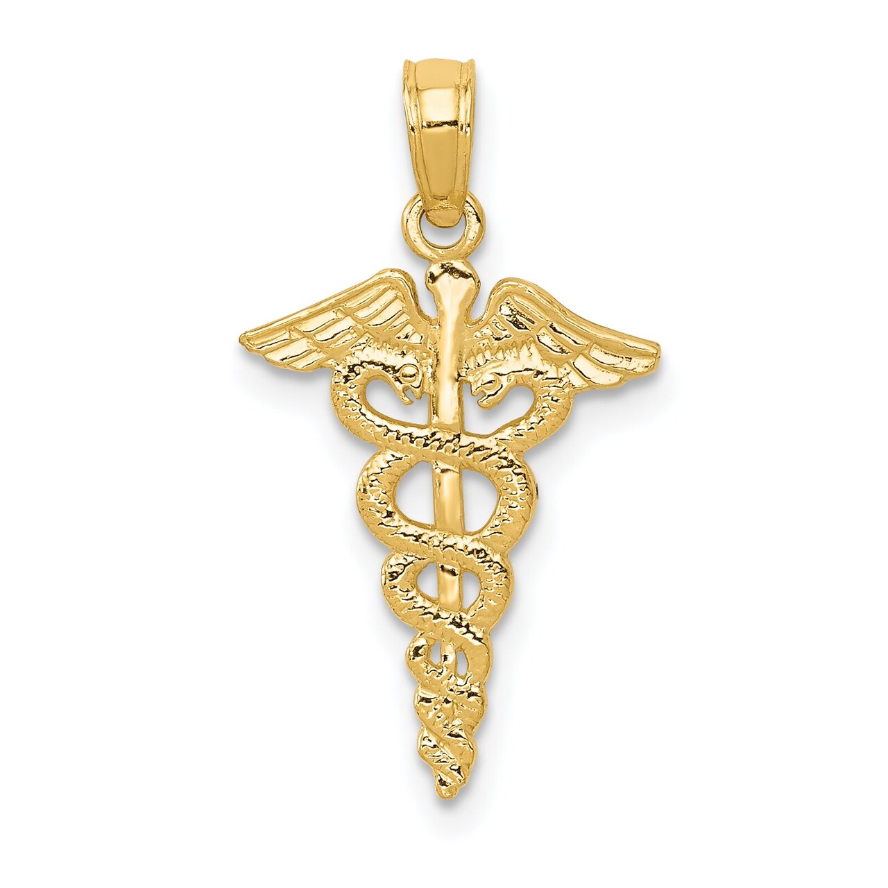 14K Gold Polished Caduceus Pendant Jewelry FindingKing 23.9mm x 13mm